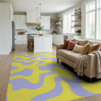 Yellow Lavender Organic Swirl Rug - Living Room View