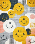 Yellow Smiley Face Collage Rug - Cutout View