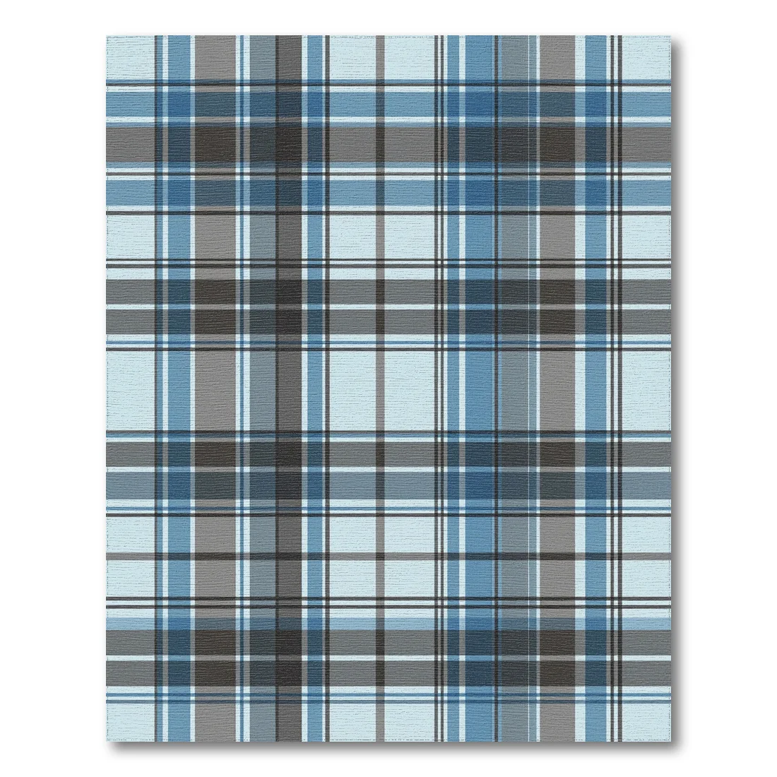 Classic blue and gray plaid area rug